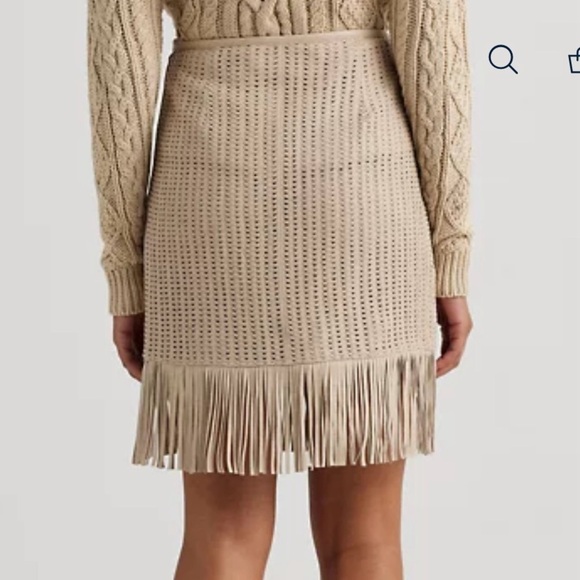 RALPH LAUREN fringe woven lamb leather mini skirt. NWT Size 16 - Picture 3 of 12